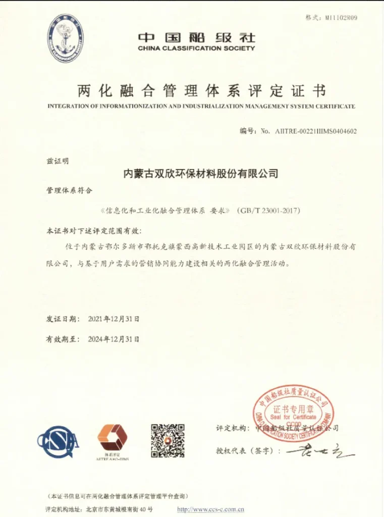 Certificate of Integration of Informatization and Industrialization Management System