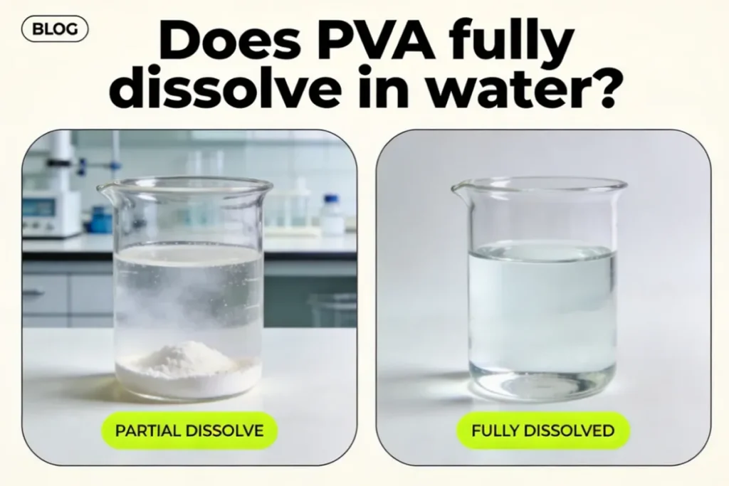 Does PVA fully dissolve in water?